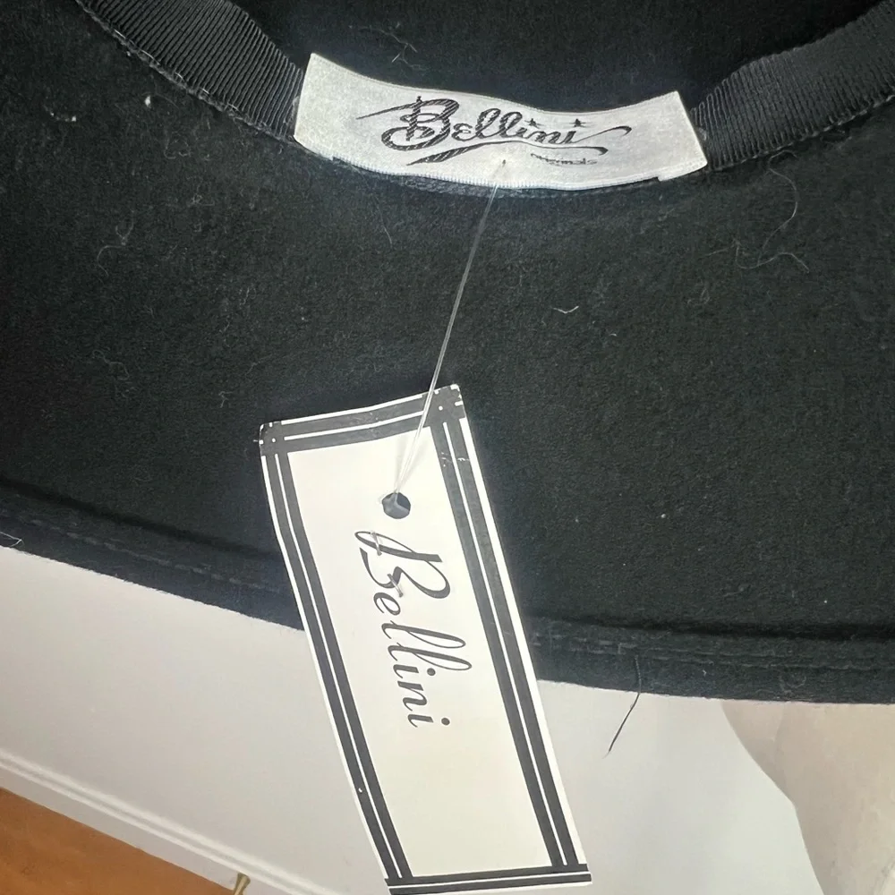 DEADSTOCK 90’s Vintage Black Wool Felt Fedora Gold Leaf Rhinestones Women's Hat - Picture 16 of 16